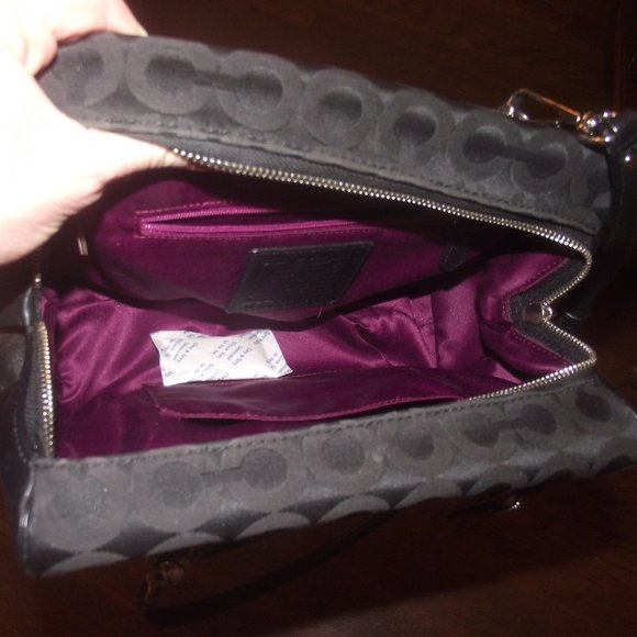 Coach MADISON SMALL MADELINE EAST/WEST SATCHEL IN OP ART SATEEN FABRIC Black - Picture 5 of 7